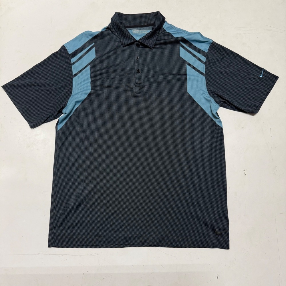 Nike Golf Dri-FIT Polo Shirt Men's XL Gray Blue Athletic Performance Stretch‎